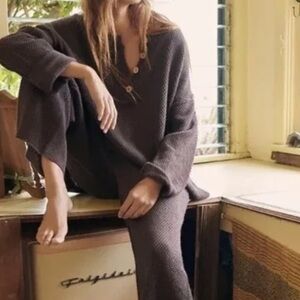 Free People hailee sweater set in hot fudge